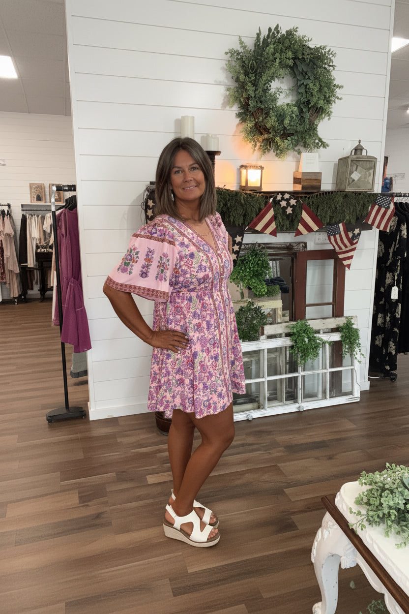 Sweet Berry Blush Mini Dress