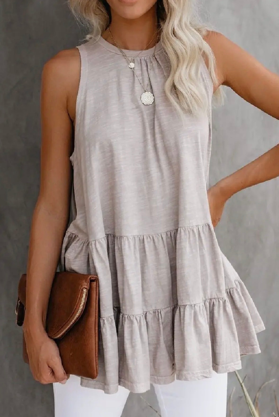 Suzie Sleeveless Ruffeled Hem Top