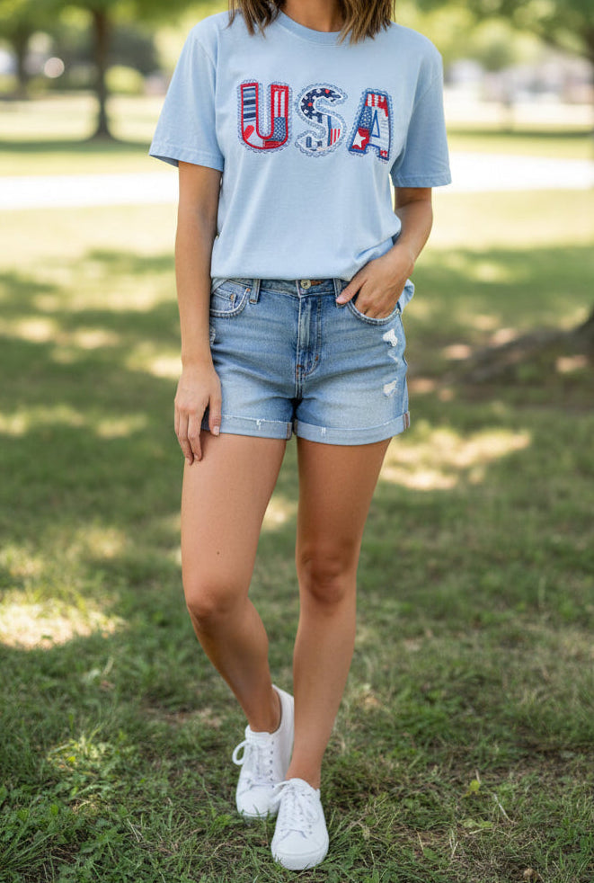 Sewing Memories Patchwork USA Tee