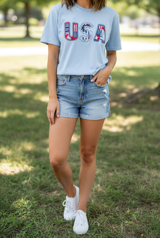 Sewing Memories Patchwork USA Tee