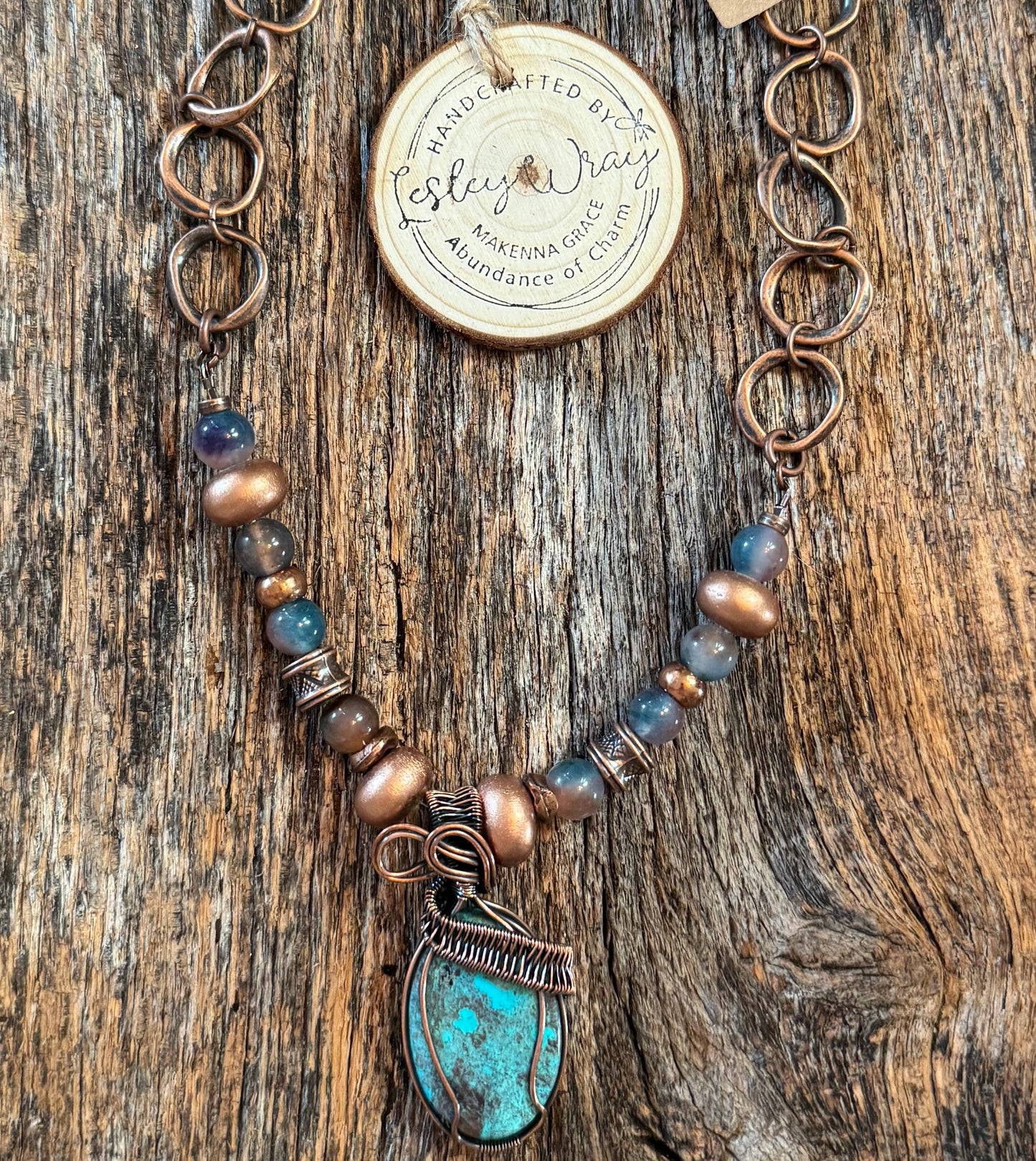 Copper-Wrapped Turquoise Necklace