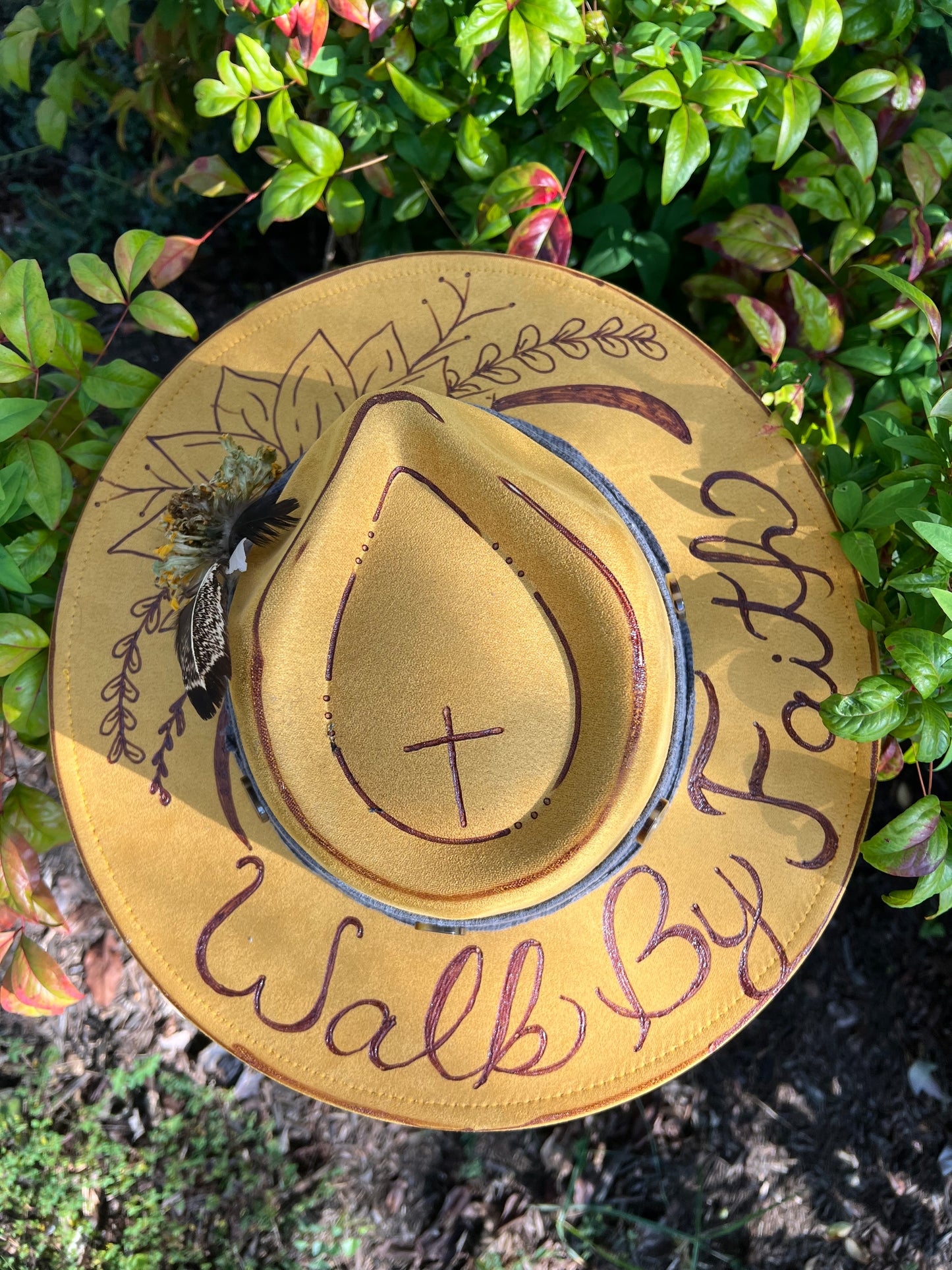 Walk By Faith Mustard Colored Vegan Suede Rancher Hat