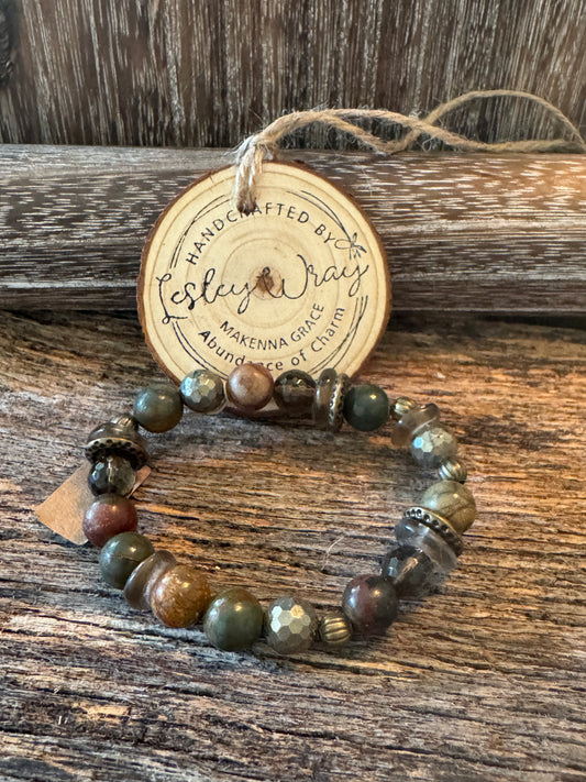 Earthtone Agate Multi Bead Stretch Bracelet