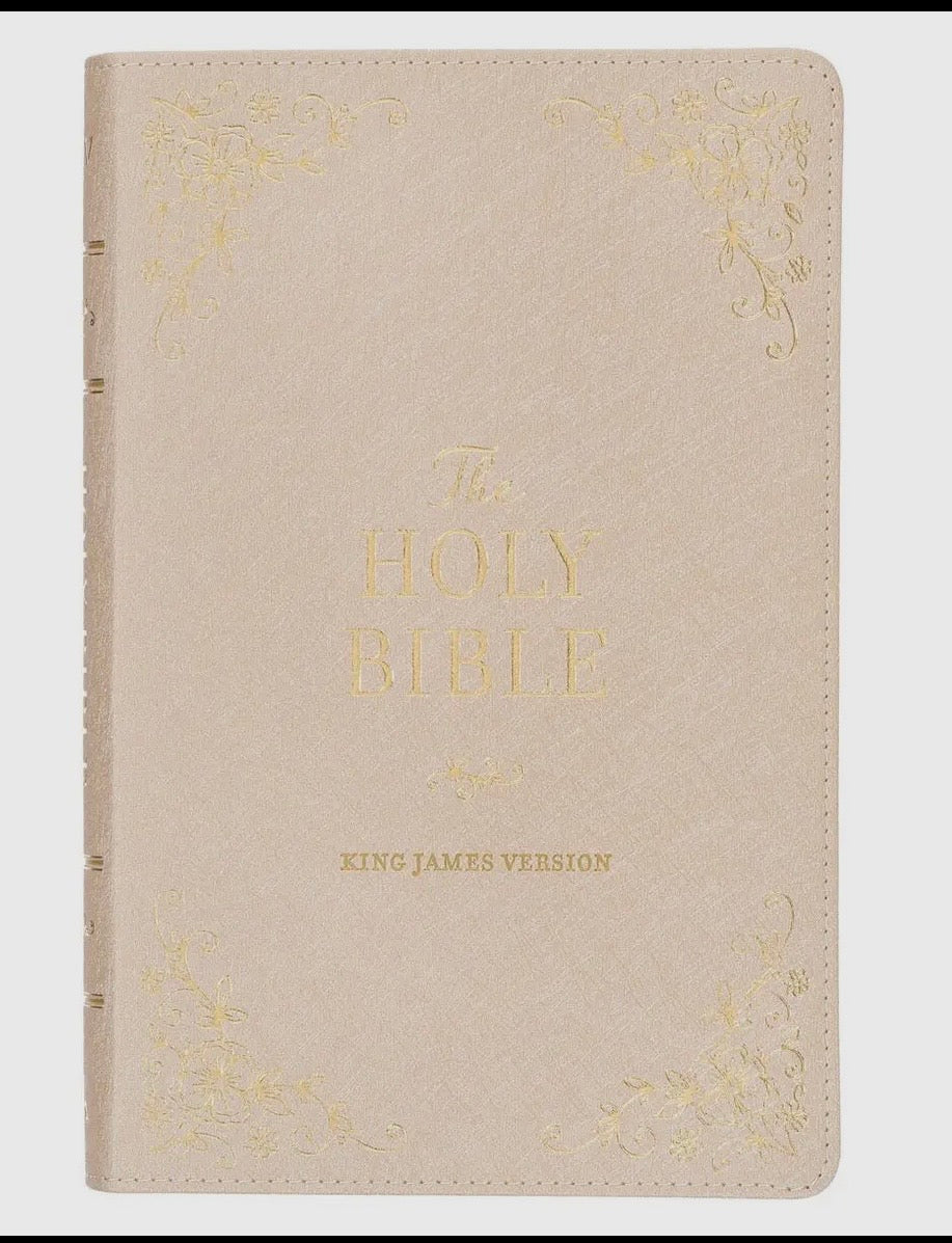 KJV Bible Faux Pearlescent Taupe Leather