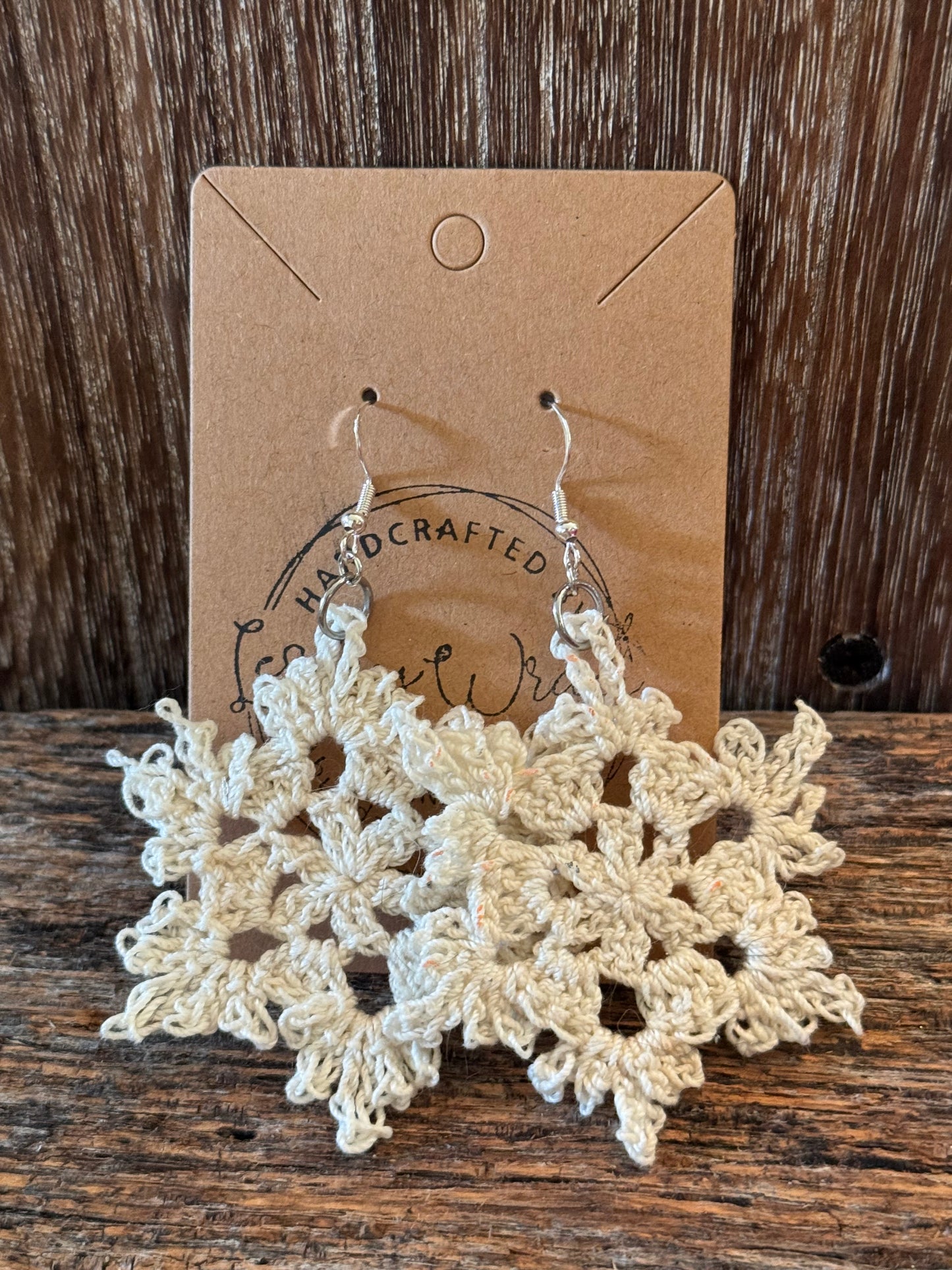 Hand-Made Crocheted Snowflake Boho Earrings