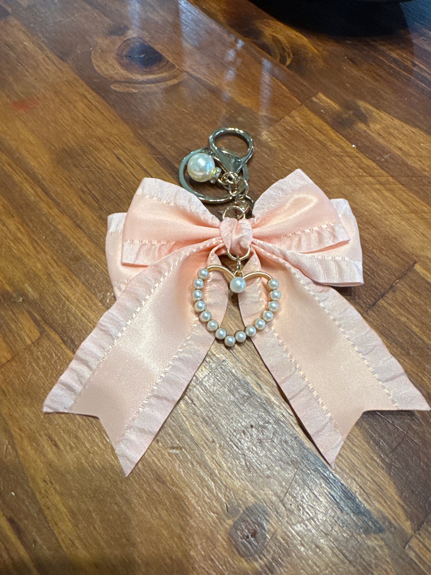 Bow Purse Charms with Pearl Hearts