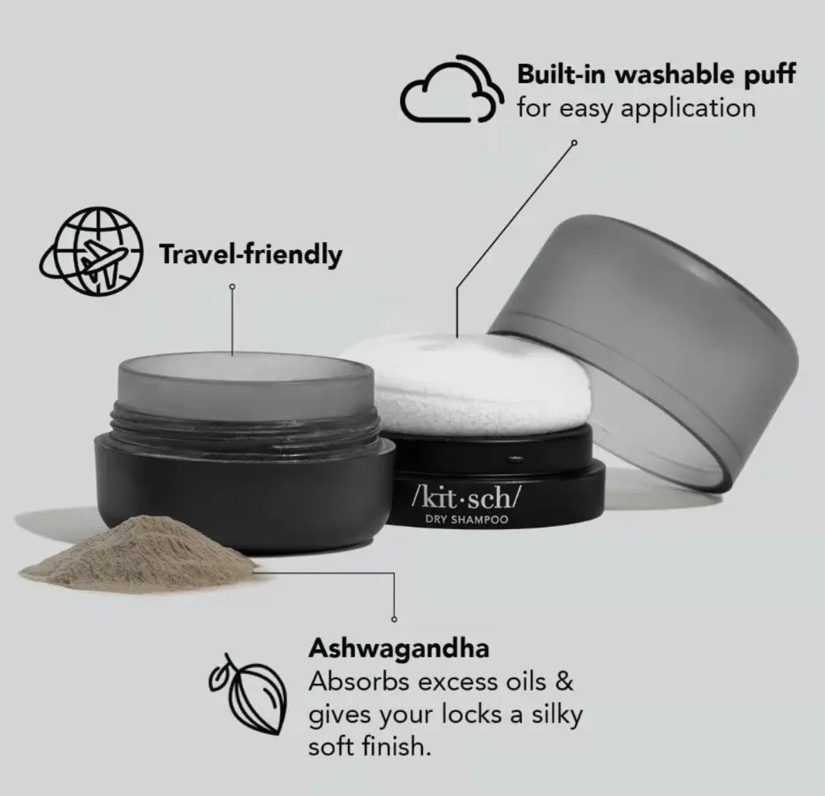 Kitsch Rice Protein Dry Shampoo Dark Tinted Powder