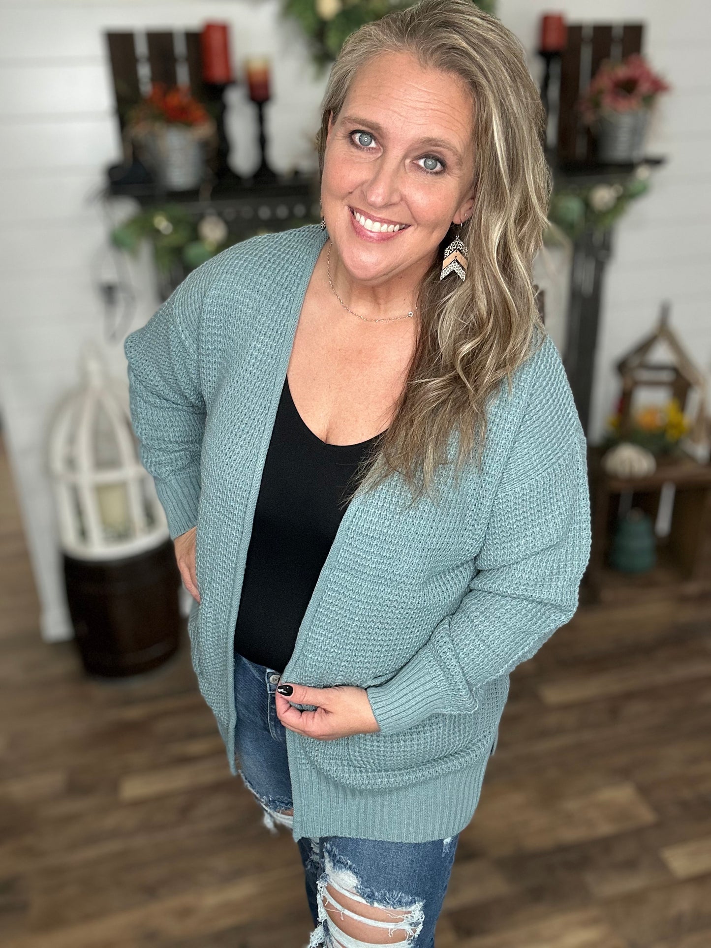 Want It Waffle Knit Cardigan Sweater