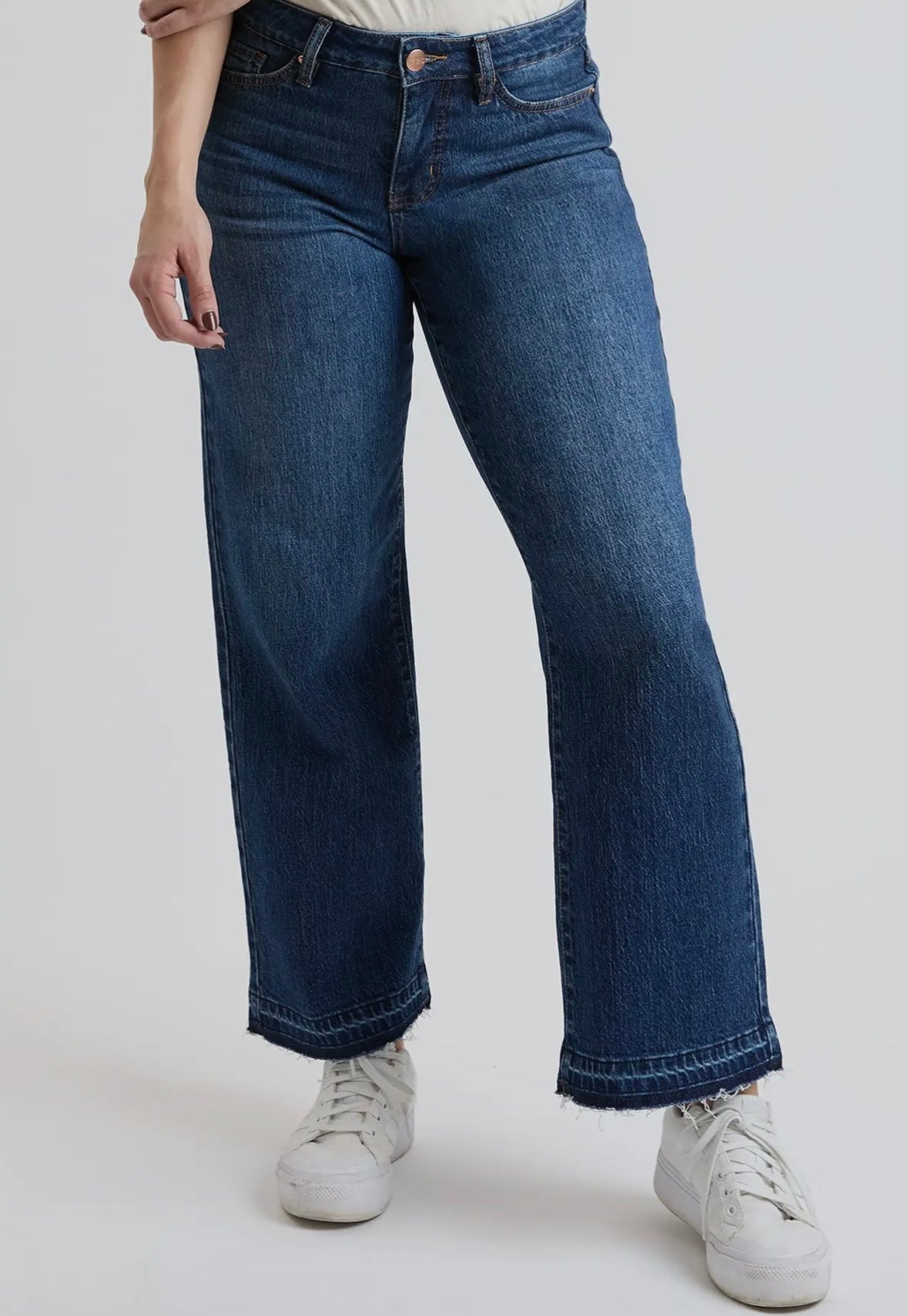 YMI HW Wide Leg Raw Hem Jeans