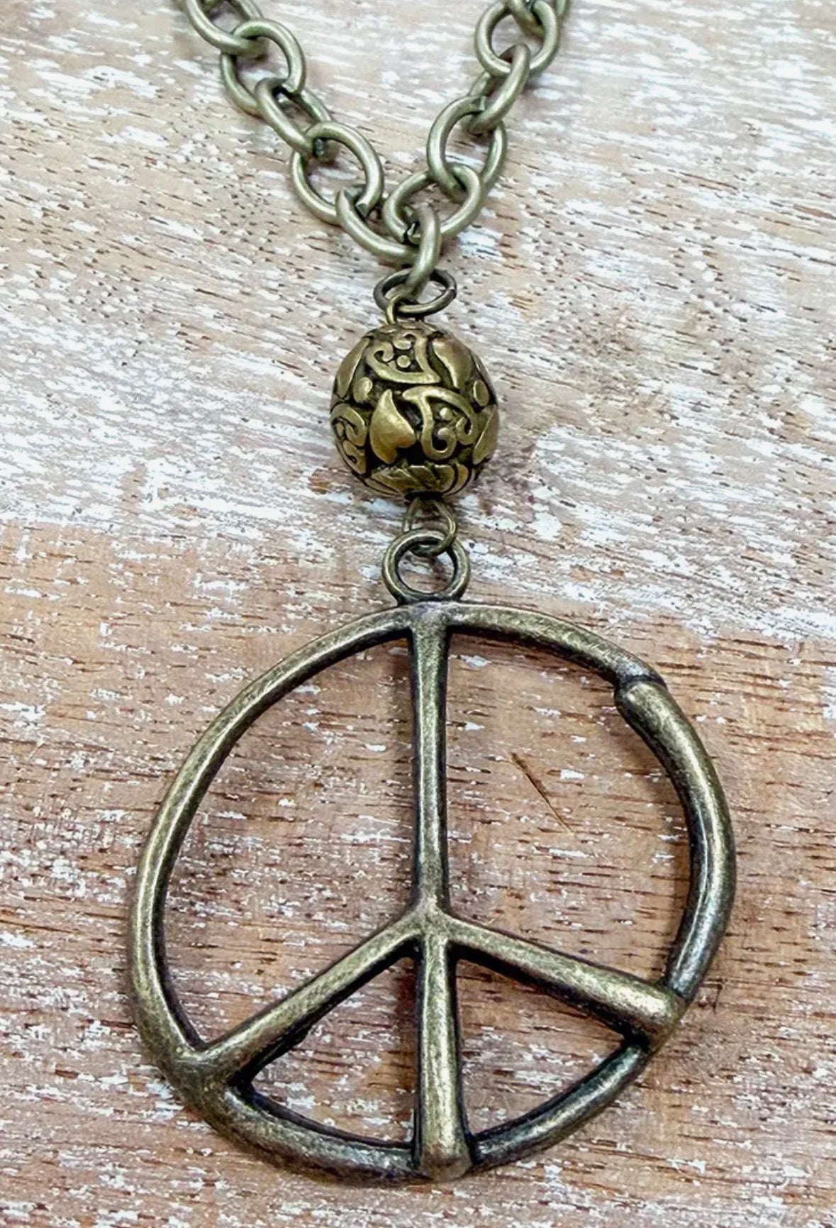 Belsie Bronze Peace Sign Necklace