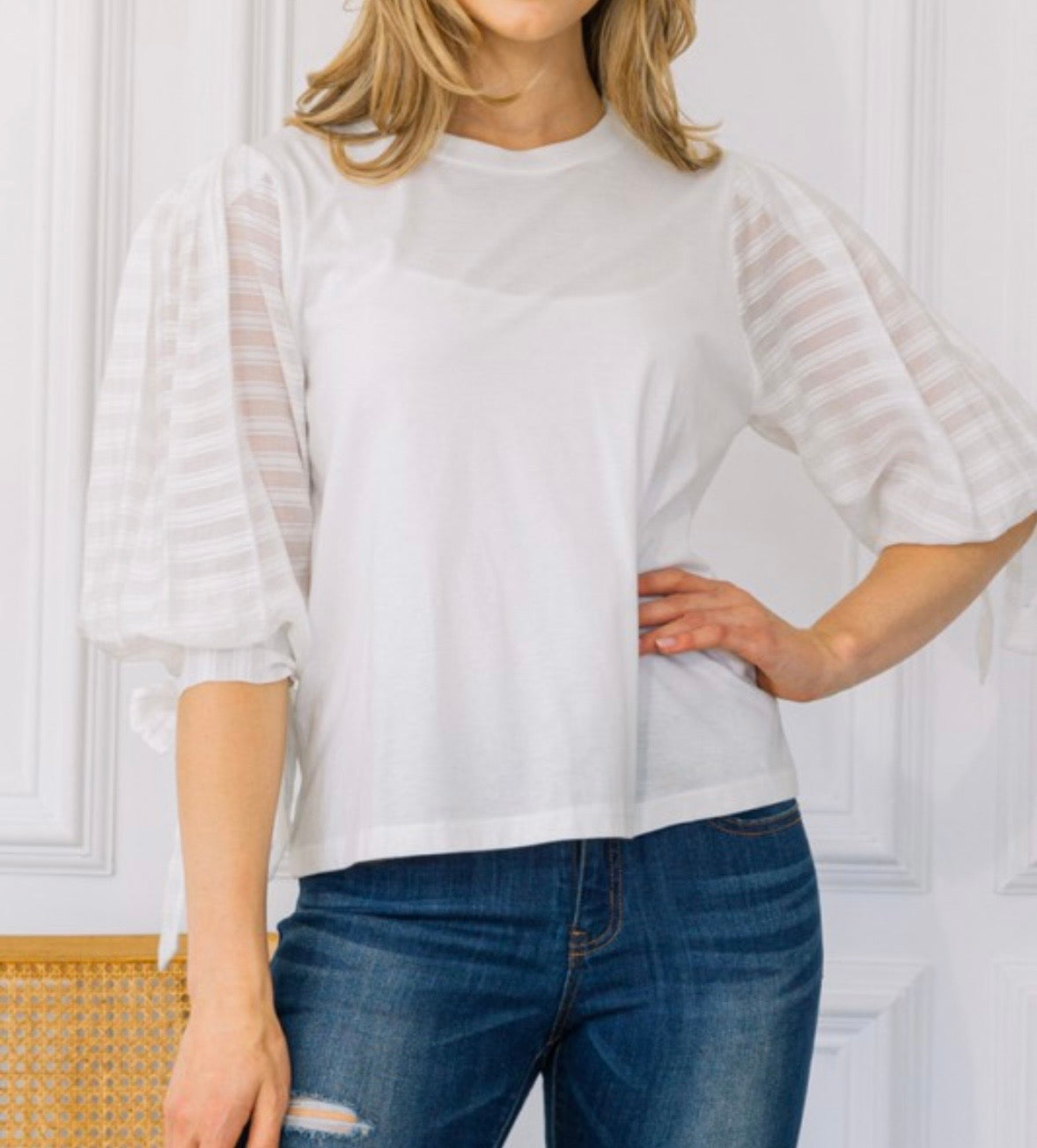 Simone Sheer Sleeve Blouse