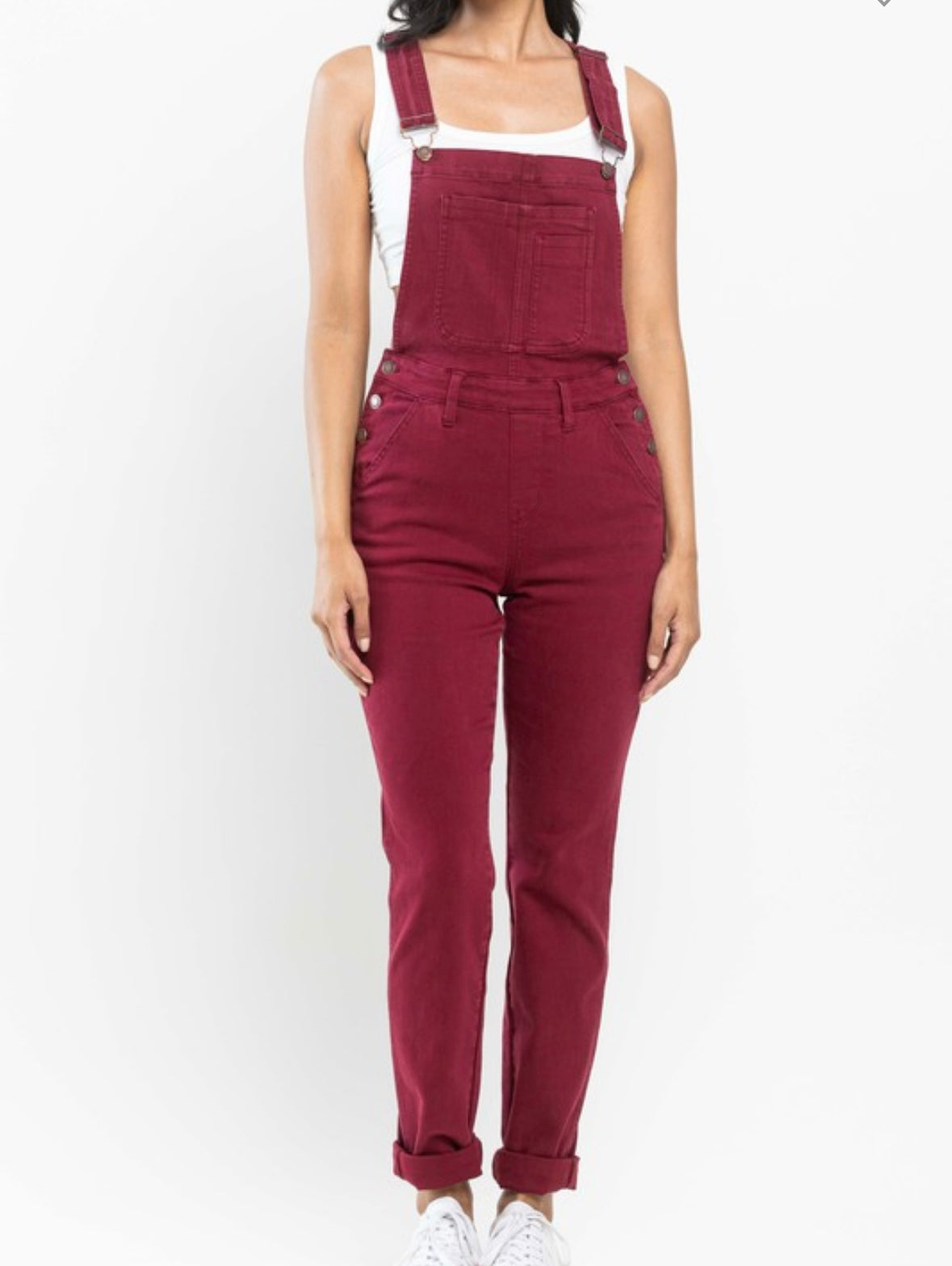 Judy Blue HW Maroon Boyfriend Overalls