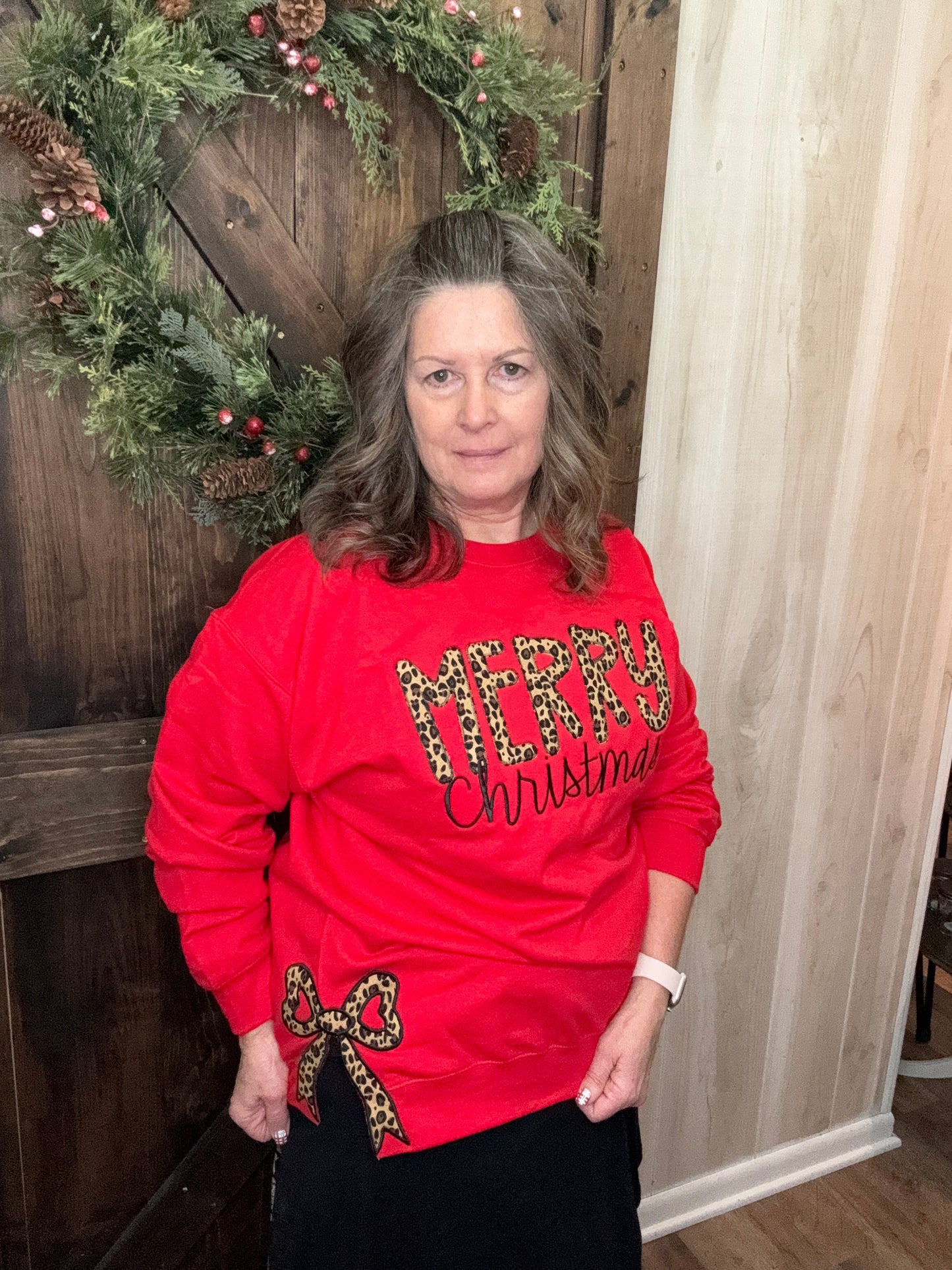 Sewing Memories Merry Christmas Cheetah Bow