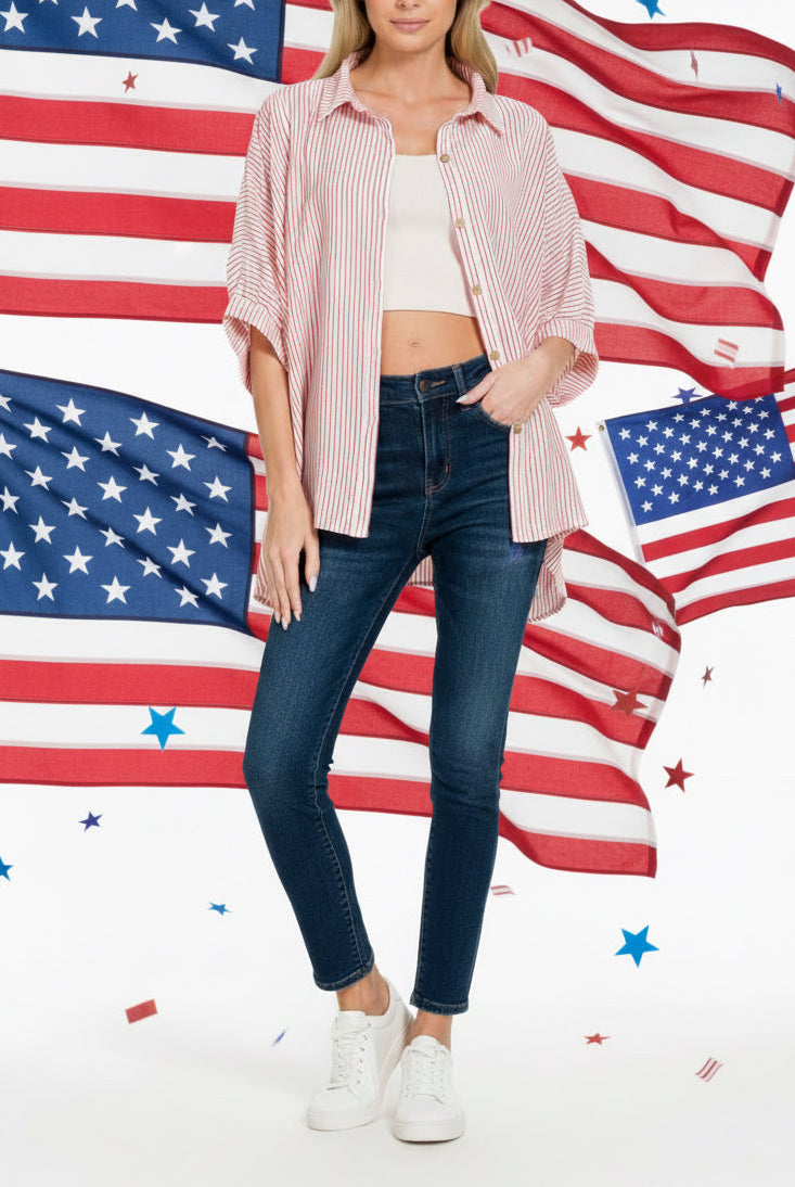 Billie Boxy Button Front Top