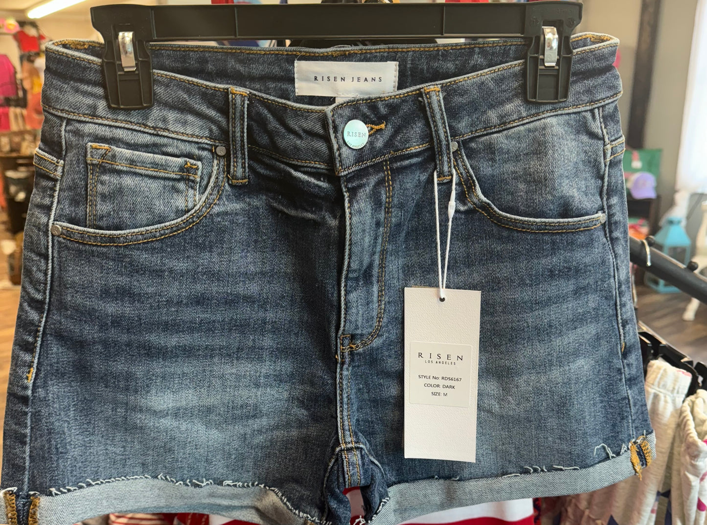 Risen HR Cuffed Shorts Dark Wash
