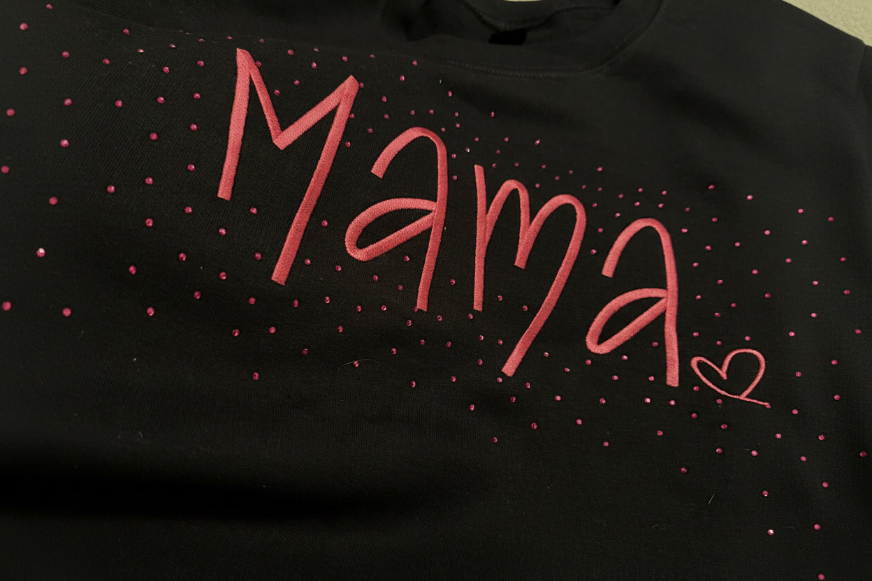 Sewing Memories Sparkle Pink “Mama” Sweatshirt