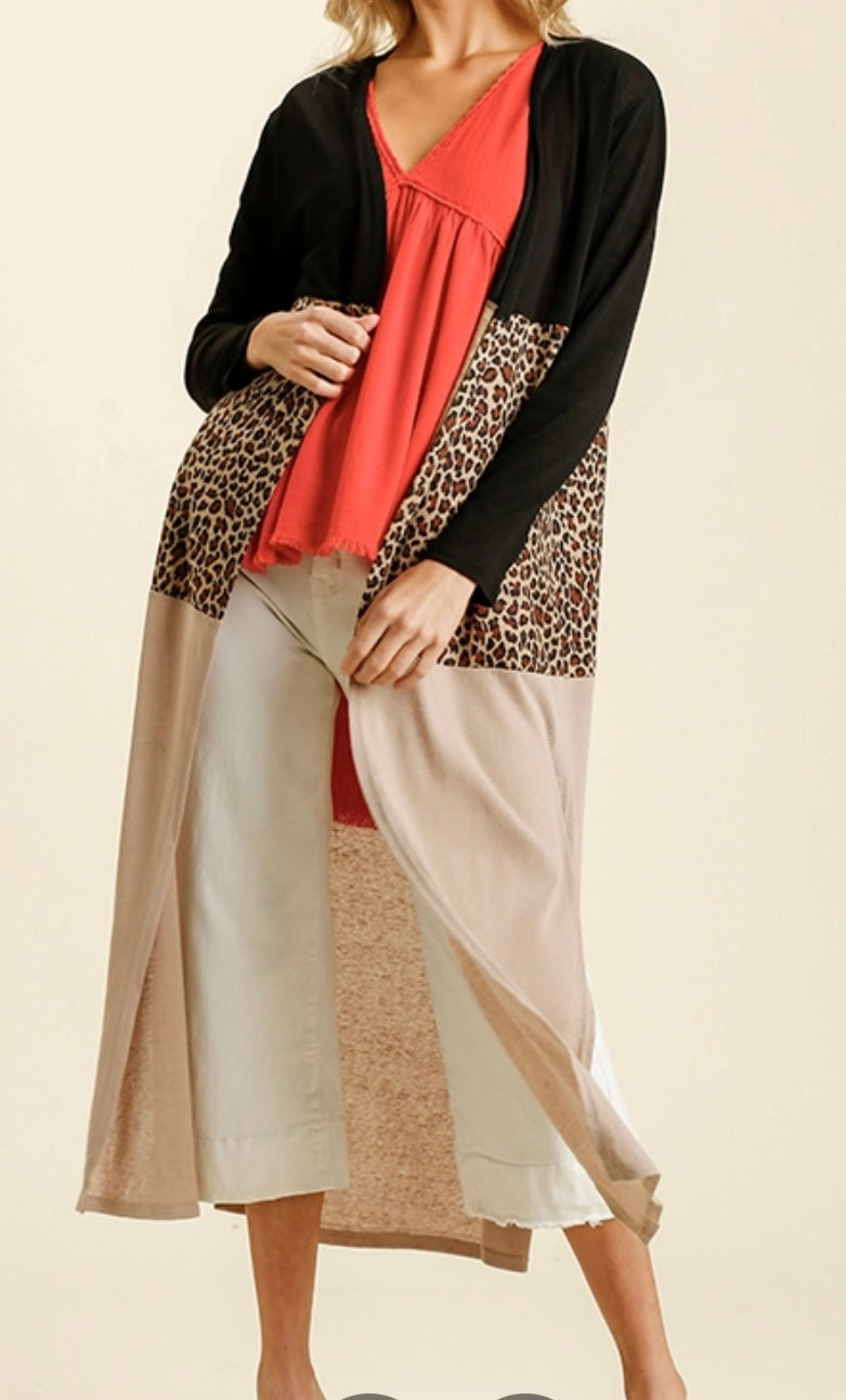 Cheetah Blocked Colored Cardigan