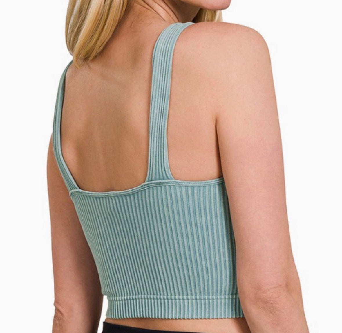 Washed Ribbed Padded Tank Top