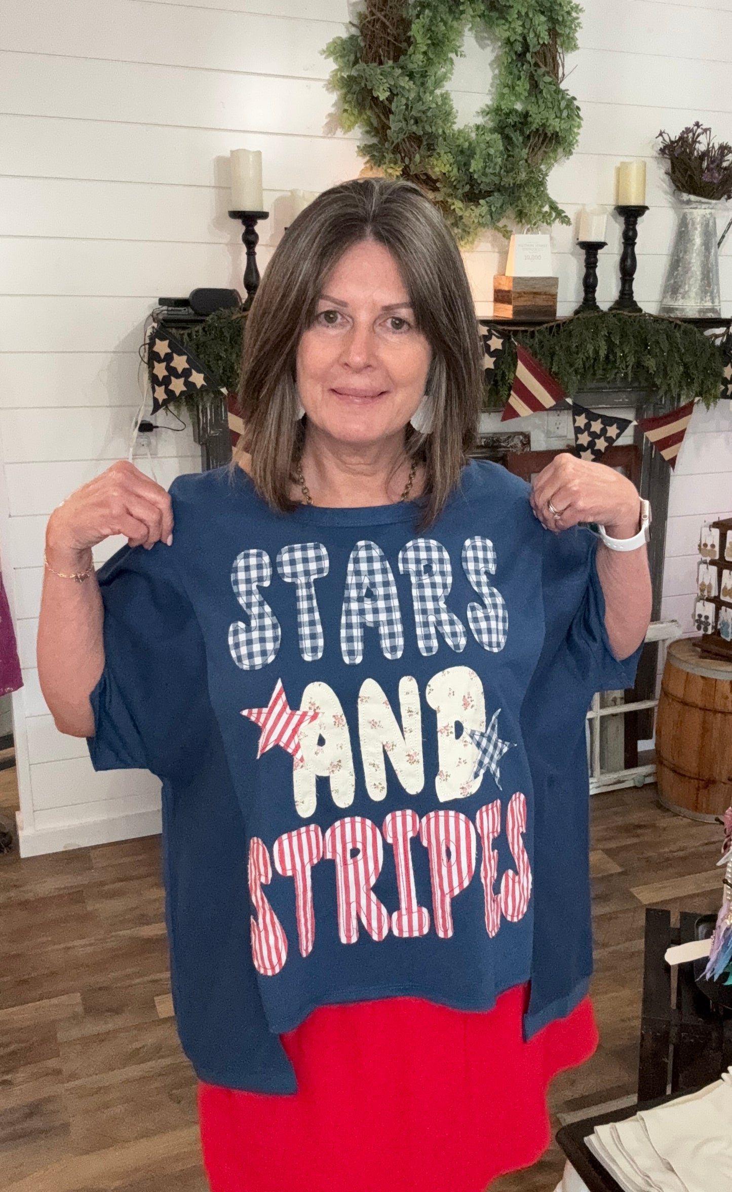 Stars and Stripes Patchwork SS Top