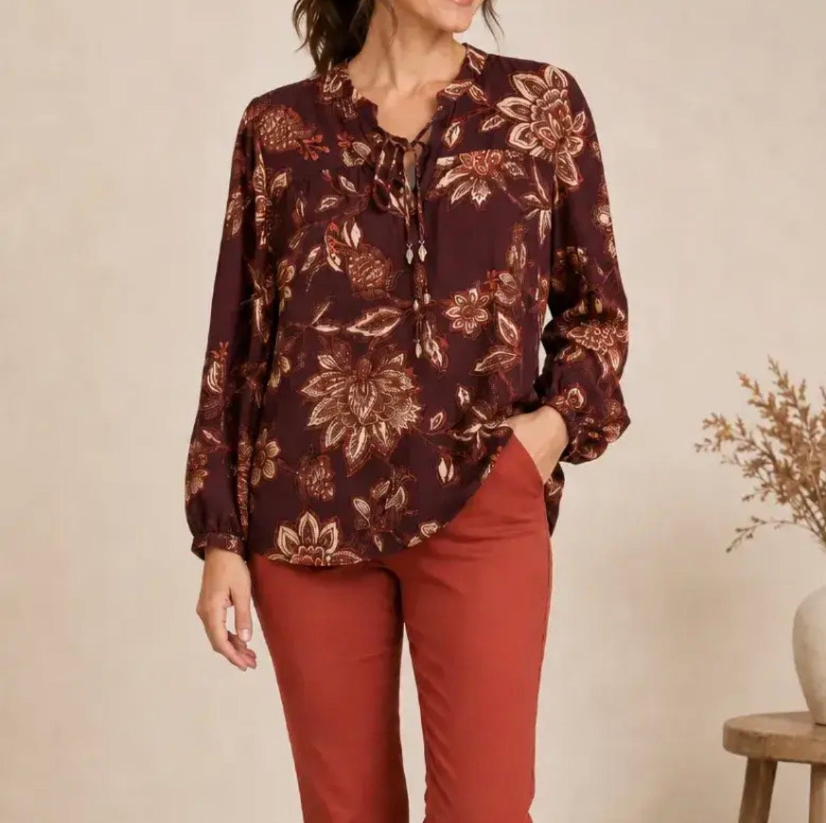 Rust Floral Top