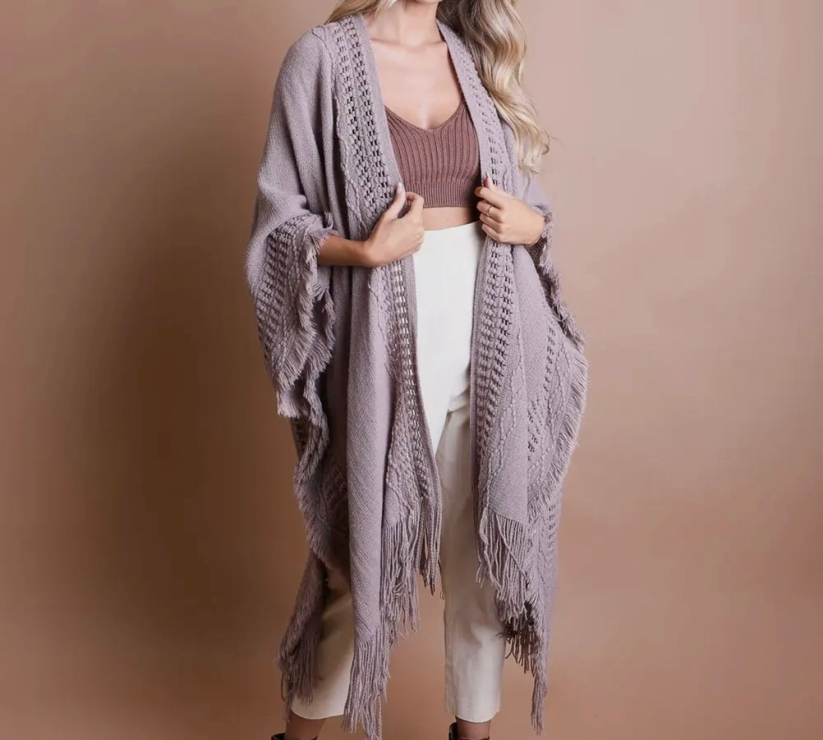 Boho Frayed Border Kimono