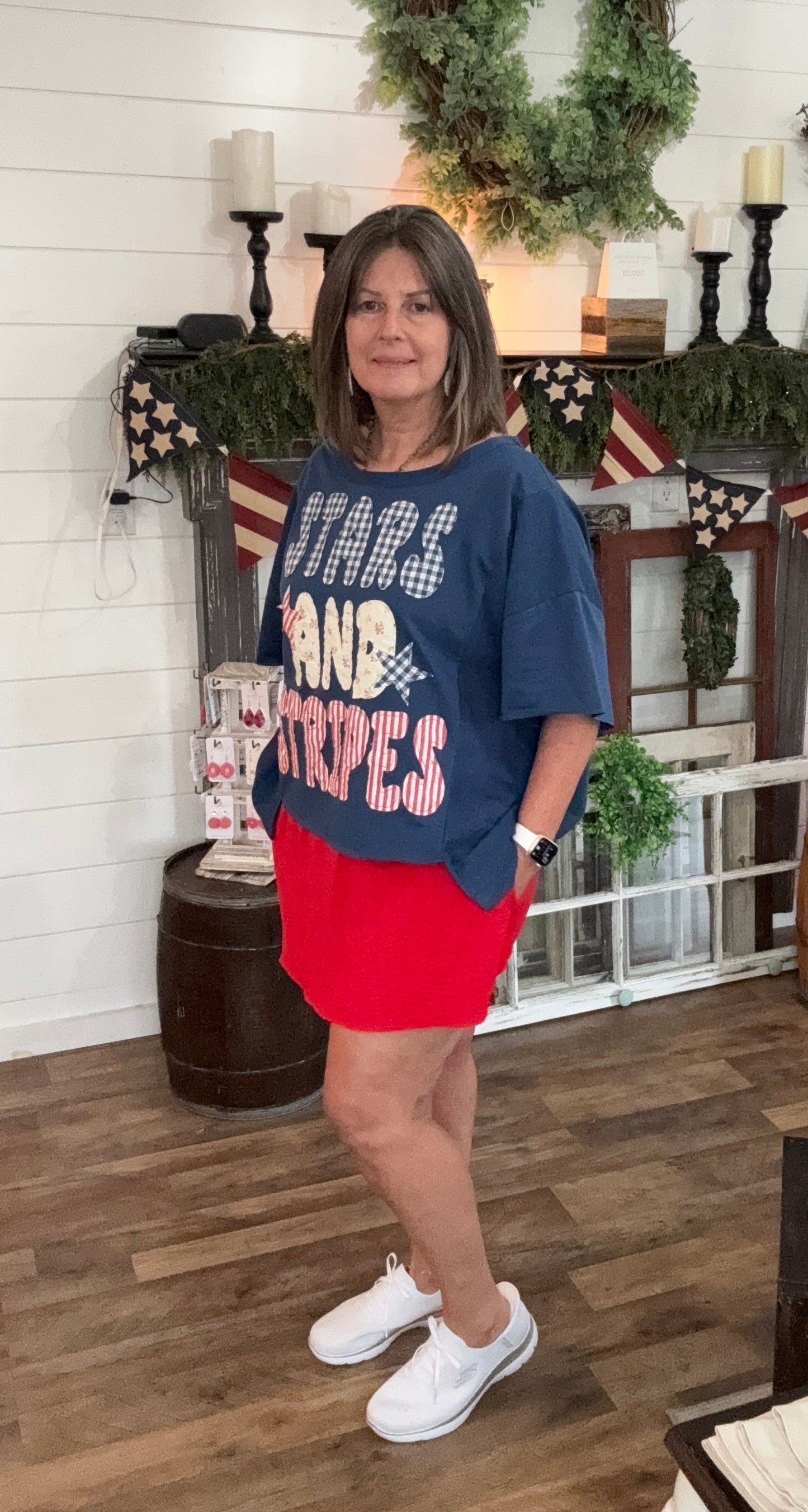 Stars and Stripes Patchwork SS Top