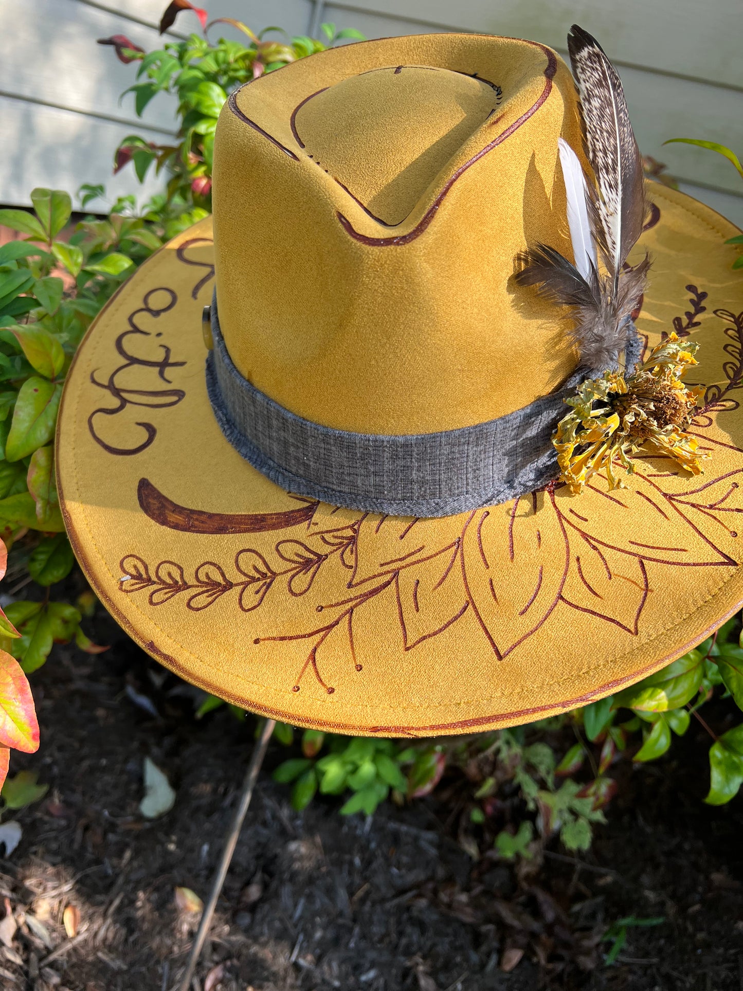 Walk By Faith Mustard Colored Vegan Suede Rancher Hat