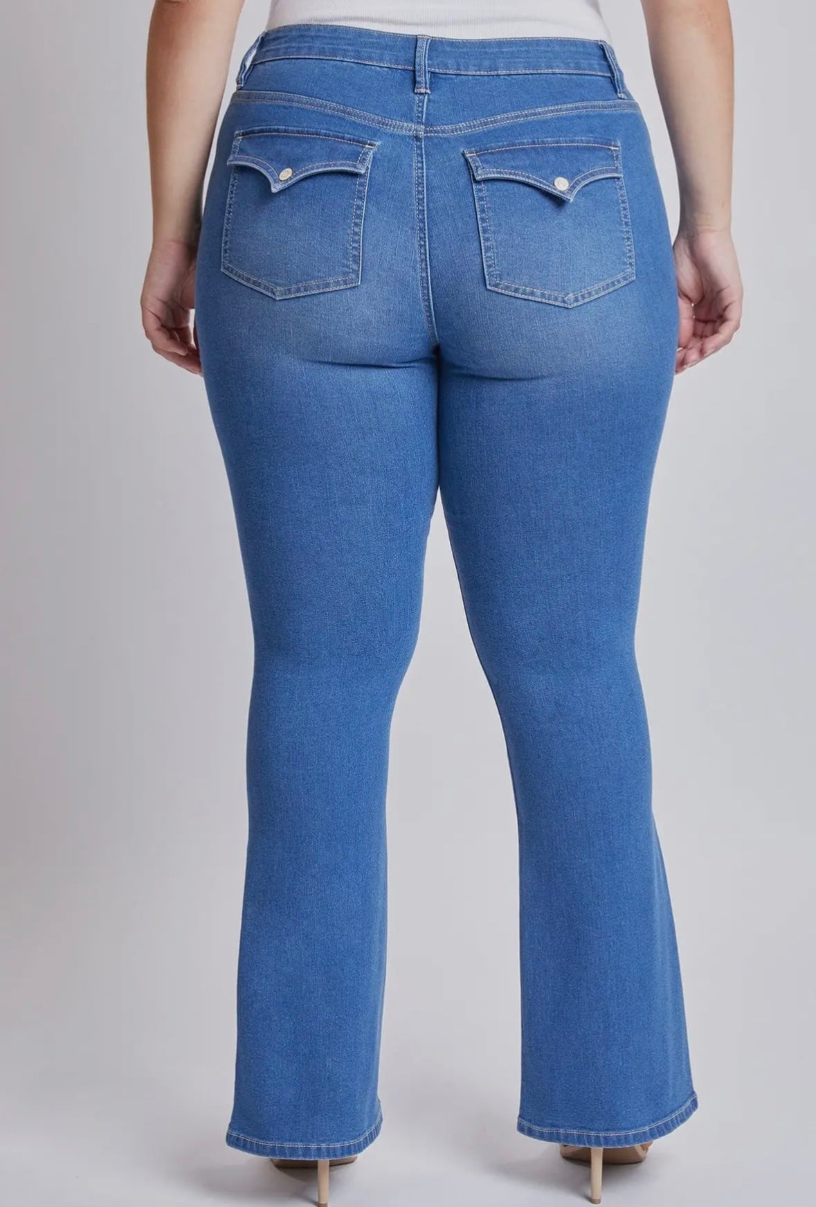 YMI Faux Pocket MR Bootcut Jeans-Plus