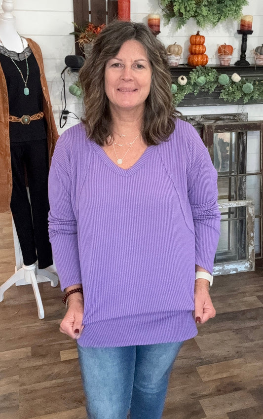 Valencia Violet Ribbed Top
