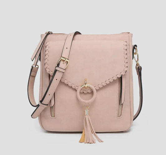 Leta Suede Whipstitch Crossbody Bag
