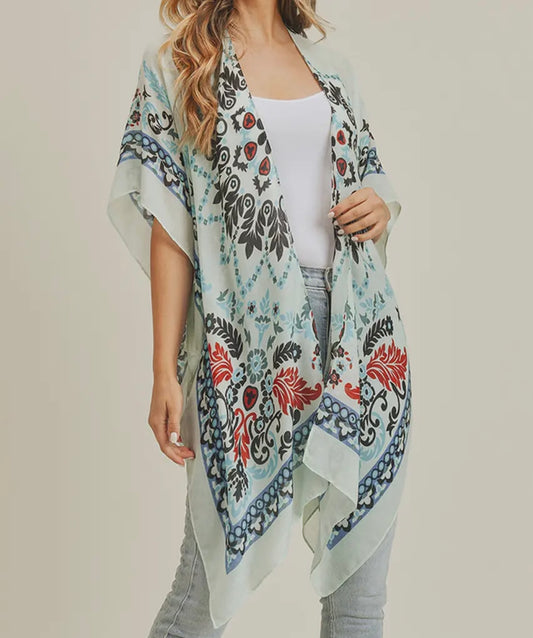 Bohemian Floral Print Kimono