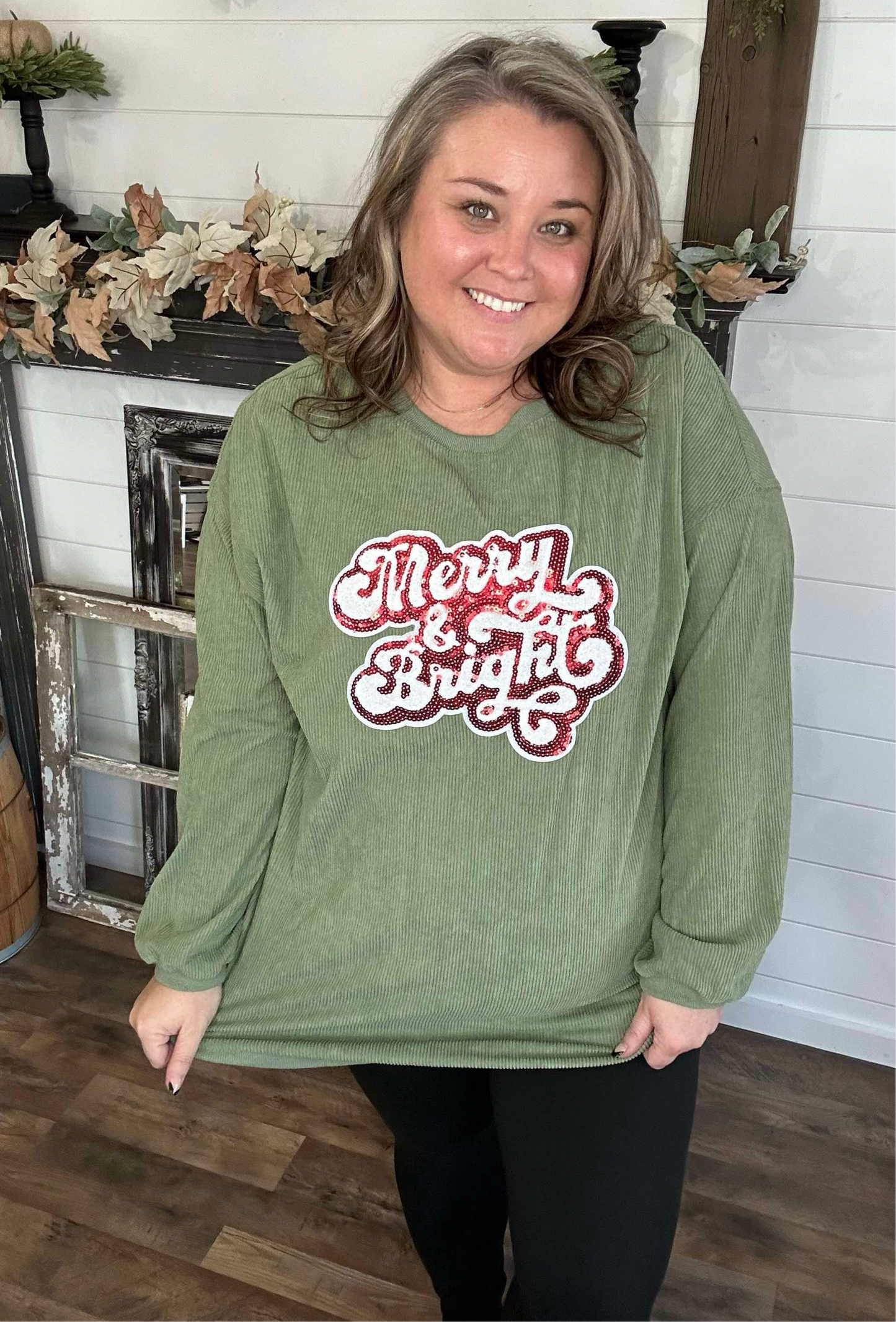 Merry and Bright Corded Sweatshirt