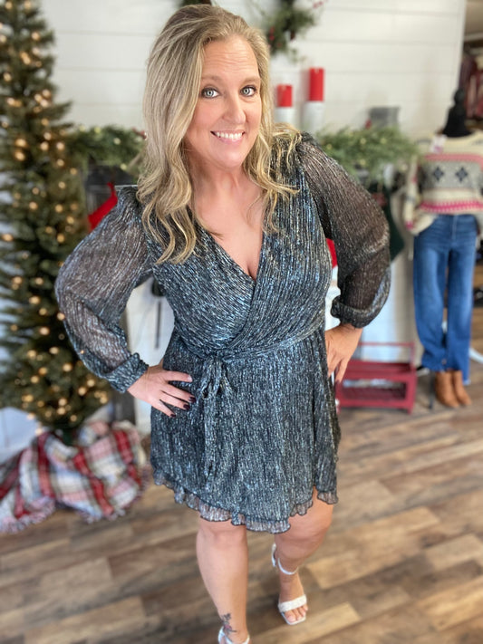 Silver Sparkle Holiday Swing Dress