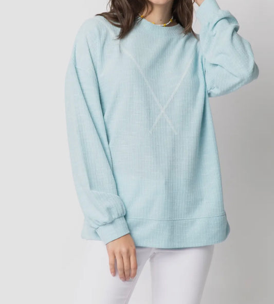 V Stitched Ribbed Top