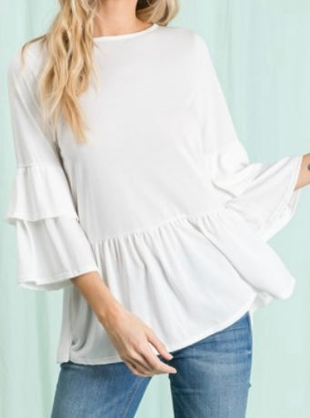 Double Ruffle Sleeve Top