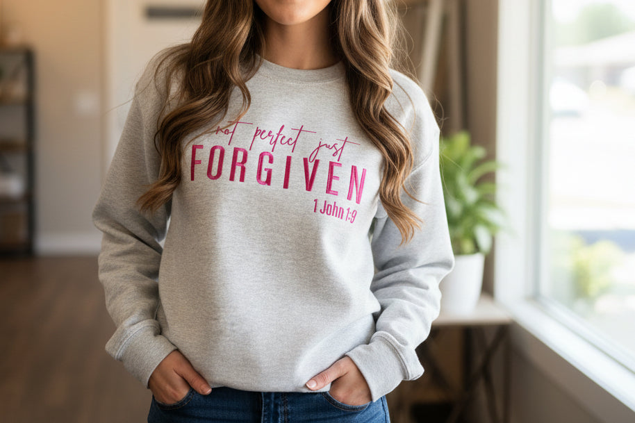 Sewing Memories Not Perfect Sweatshirt Pink Thread