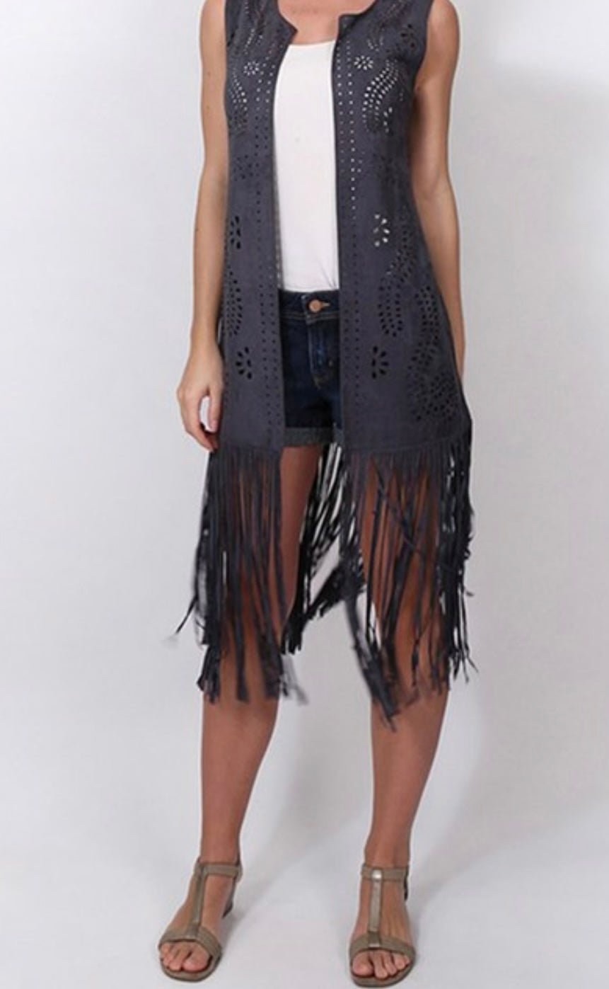 Suede Fringed Vest