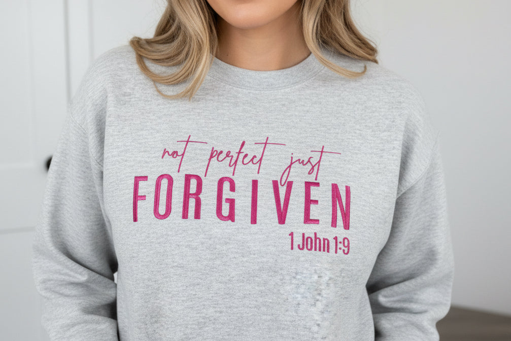 Sewing Memories Not Perfect Sweatshirt Pink Thread