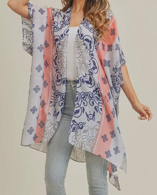 Navy Summer Floral Kimono