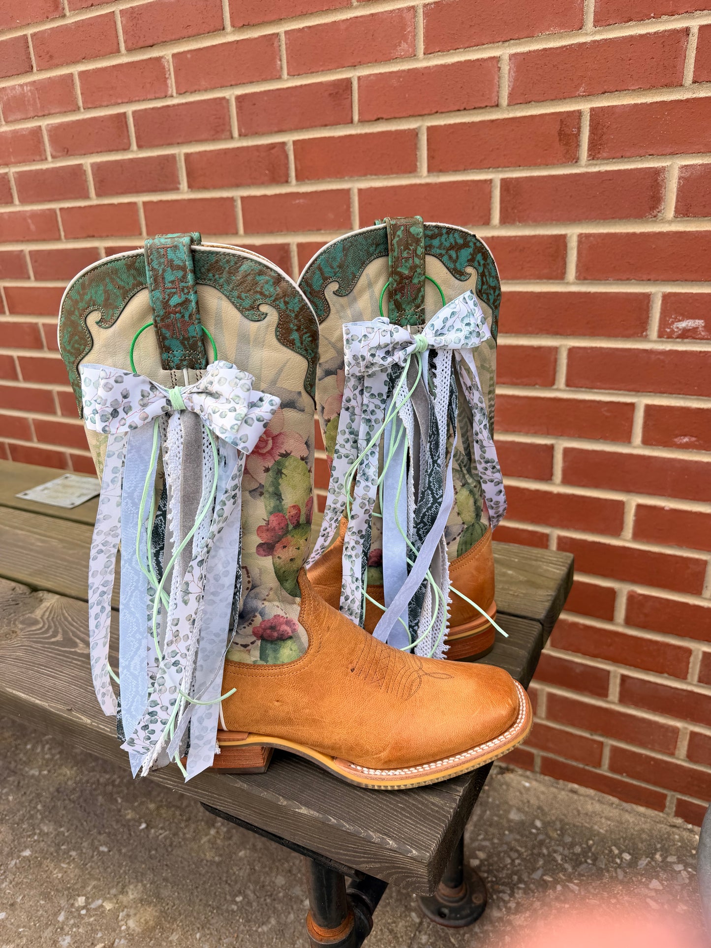 Moss and Mint Green Custom Boot Bows