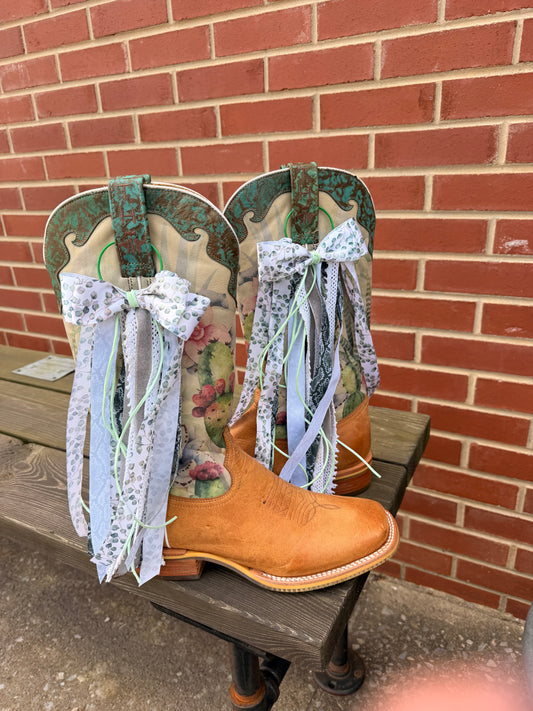 Moss and Mint Green Custom Boot Bows