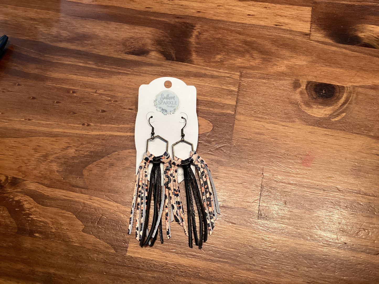 SSB large Wispy Black/Cheetah dangle earrings