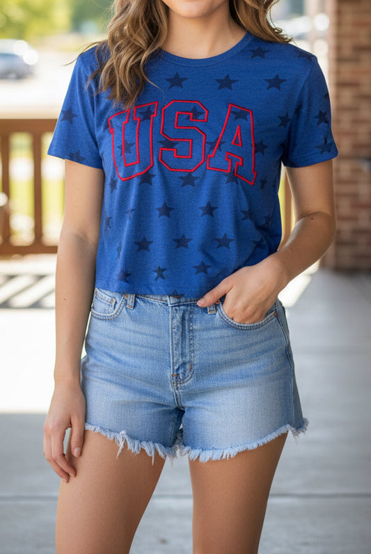 Sewing Memories Puff USA Lettering Tee