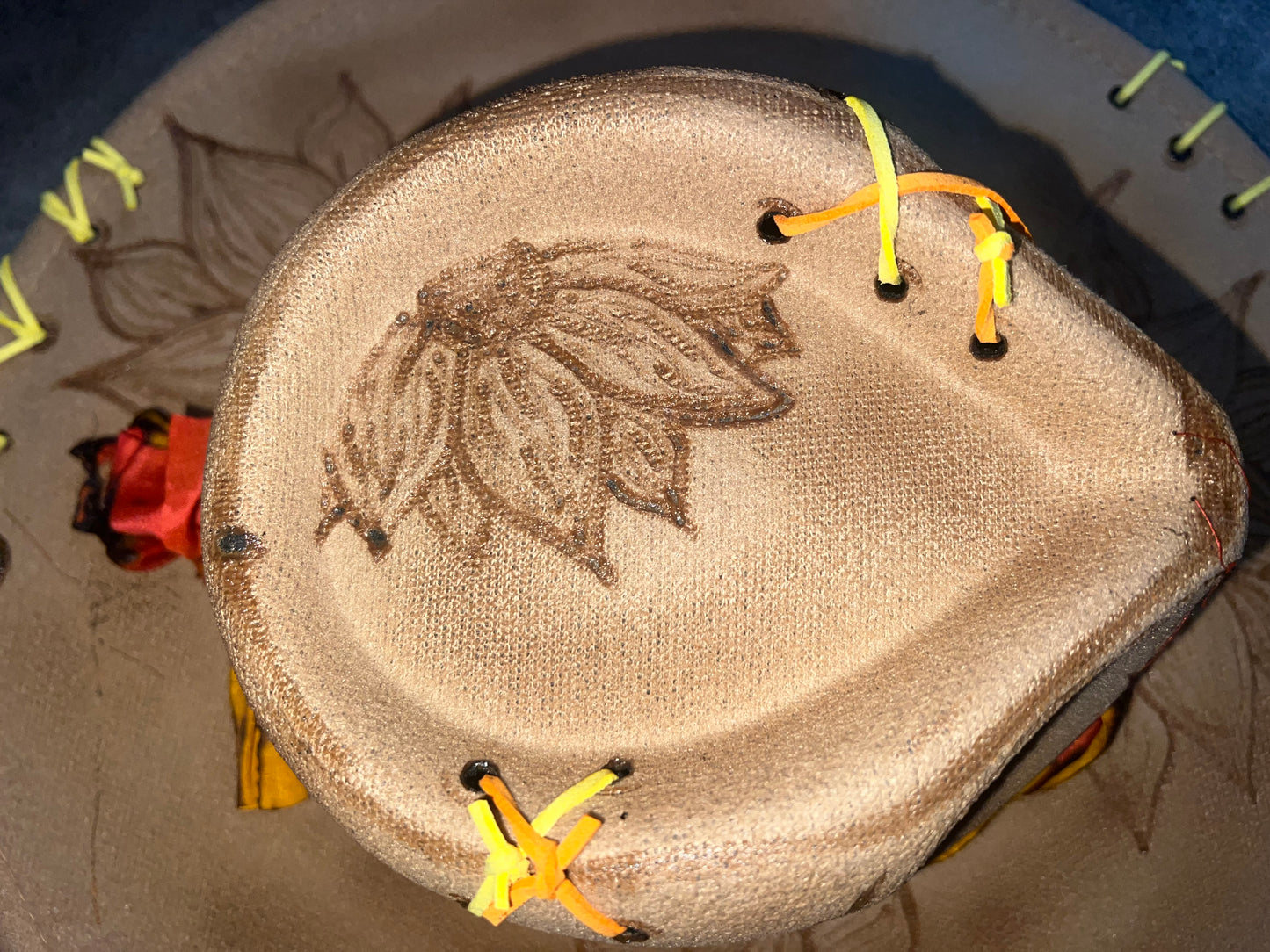 Sunflower Themed Kids Sized Camel Colored Rancher Hat