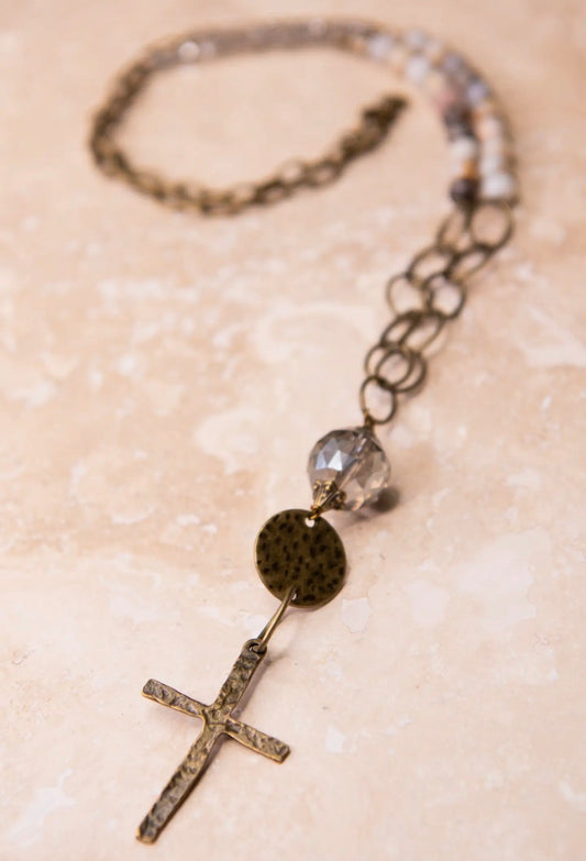 Rosemary Beaded Cross Necklace