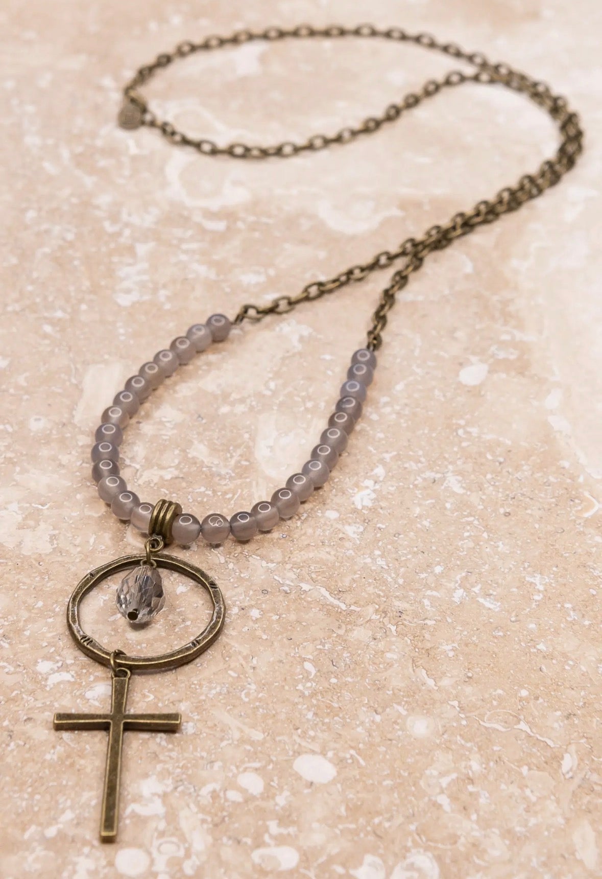 Gianna Crystal and Cross Necklace