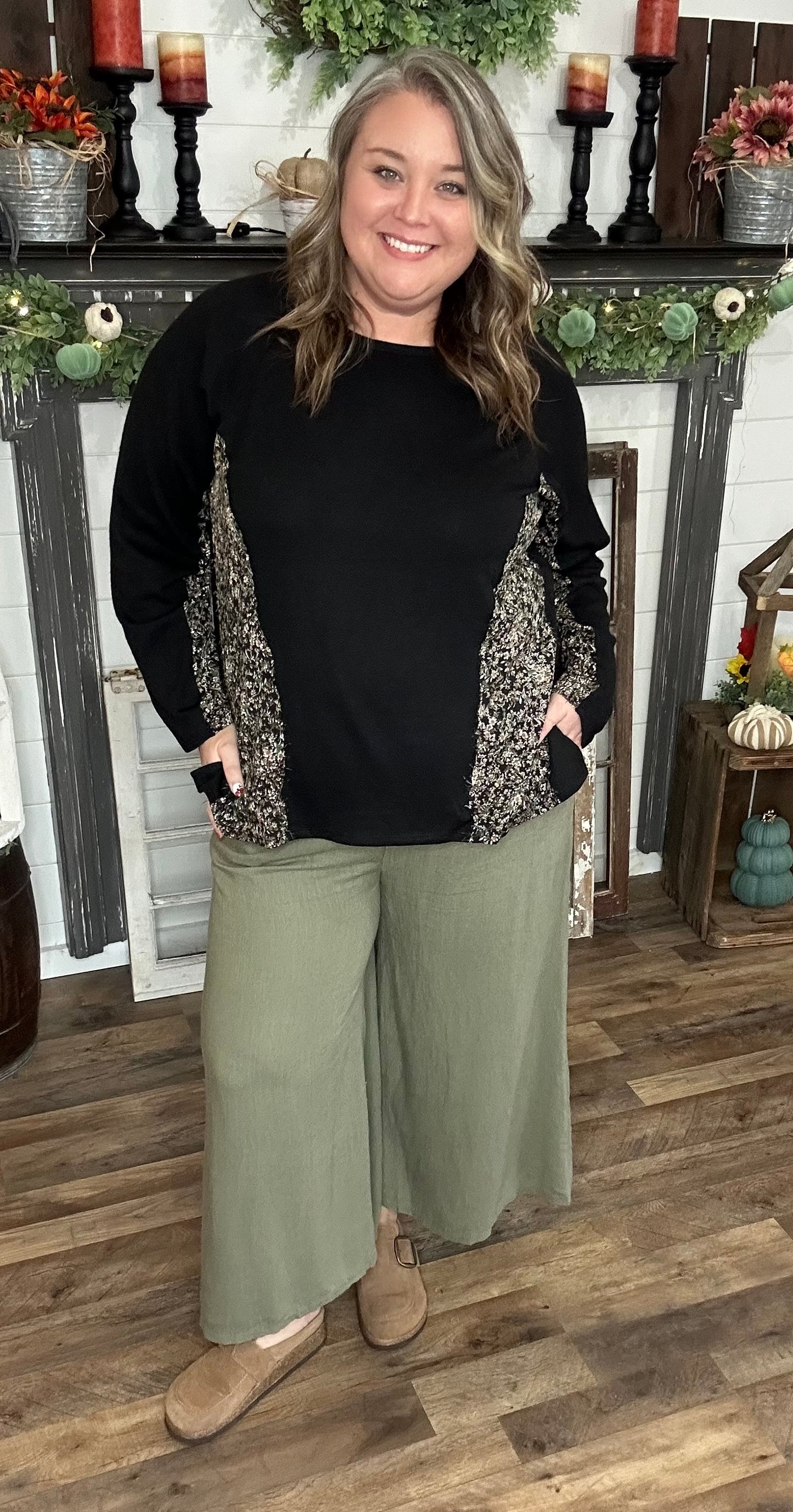 Sabrina Solid and Floral Top