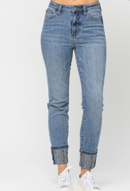 Judy Blue HW Western Cuff Relaxed Fit Jean