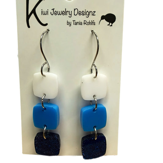 3 Christmas square drop earrings