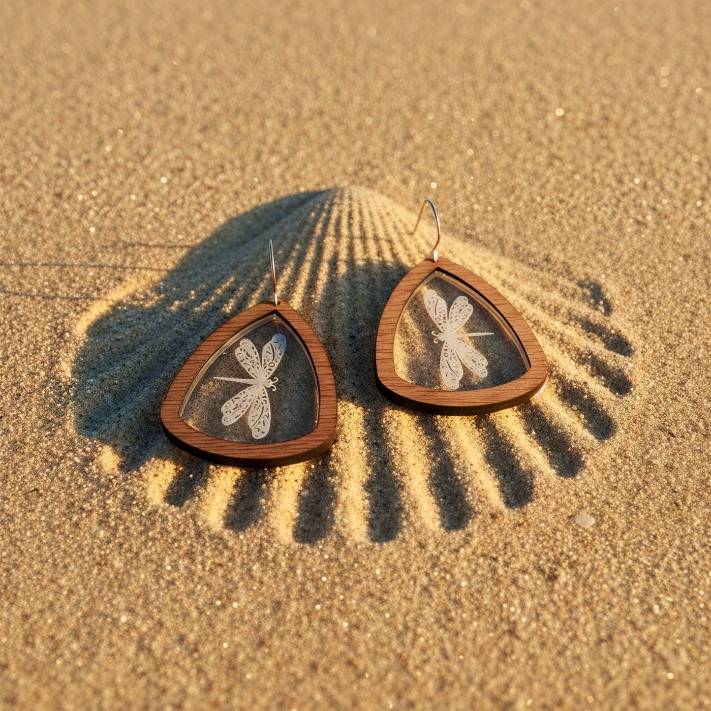 Triangle shape dragonfly earrings